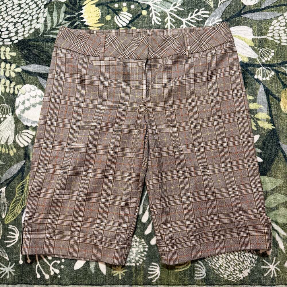 Y2K Joe Benbasset Brown Plaid Capri Shorts Size 7 Office Siren